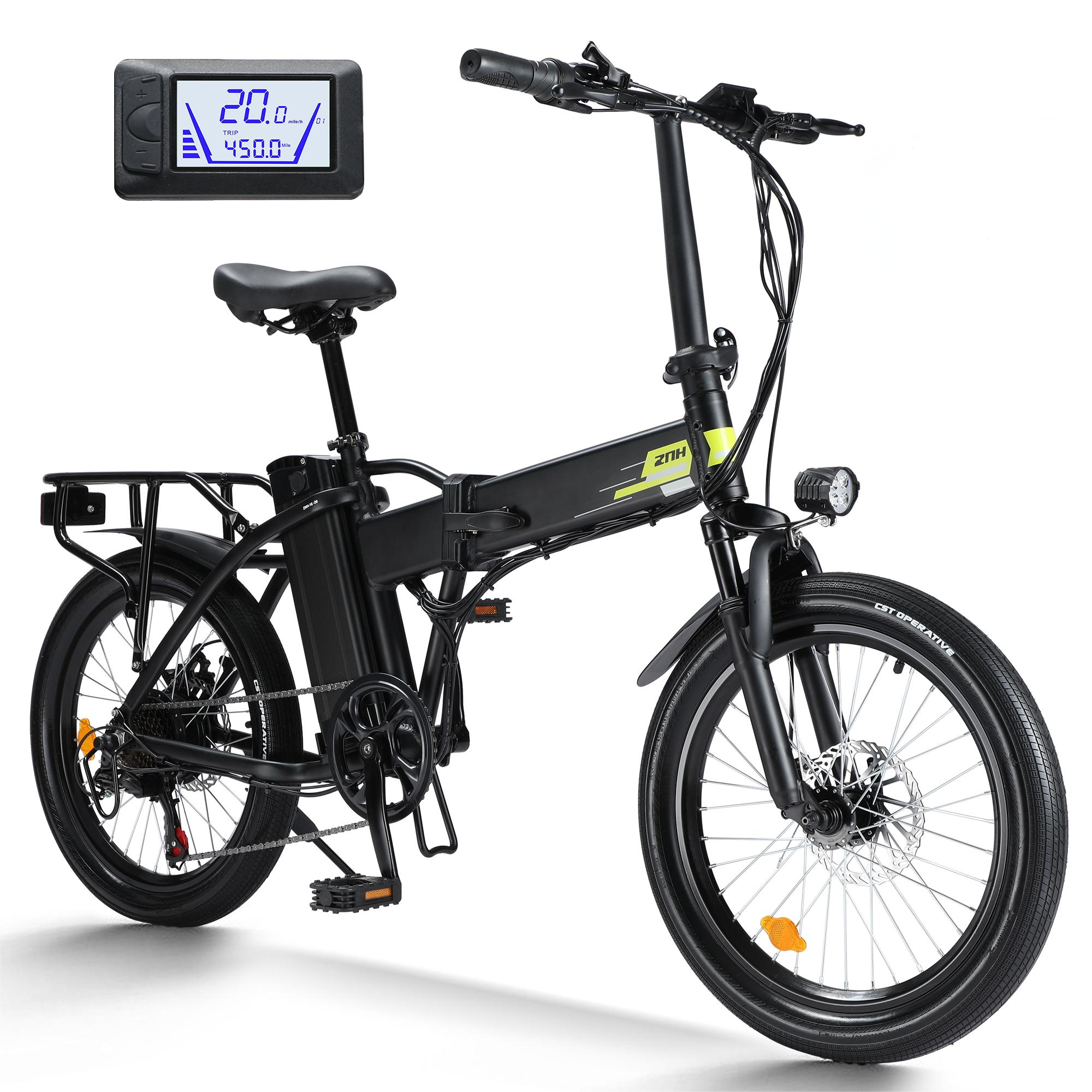 ZNH Foldable Electric Bike for Adults, 500W Motor, 20" x 2.4"Tires, 36V 10Ah Removable Battery, 50 Miles Range, 20 mph Speed, Commuter/Mountain/Off-Road Folding Ebike